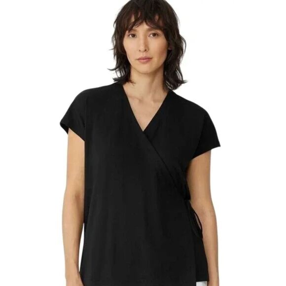 Eileen Fisher Fine Jersey‎ Wrap Top Boxy Fit - Size XS New - Picture 1 of 8